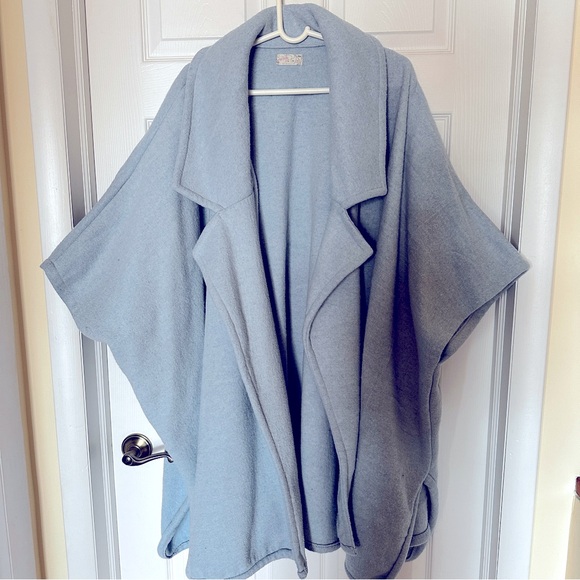 FREE PEOPLE Light Blue Oversized Poncho Coat - Picture 2 of 7